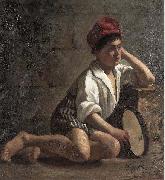 Julia Beck Boy with tamburin oil painting on canvas